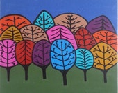 Abstract Trees & Landscape on canvas. No Frame required. Varnished for protection.