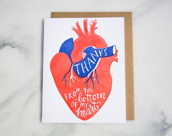 Thanks from the Bottom of my Heart Letterpressed Card