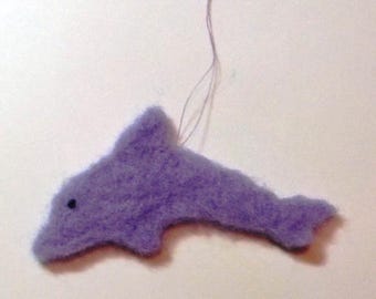 Lavender Needle Felted Dolphin Ornament