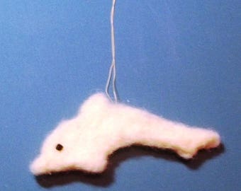 Yellow Needle Felted Dolphin Ornament