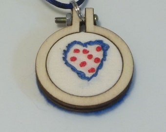 Mini Hoop Necklace – Blue and Red Heart