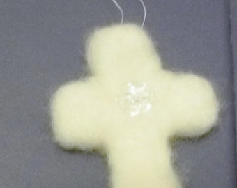 Needle Felted Cross – White