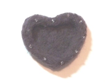 Purple Textured Needle Felted Heart Bowl