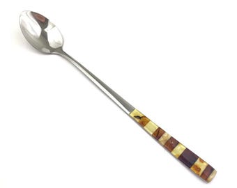 Spoon with a Polished Mosaic Amber