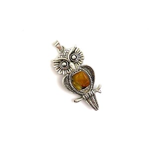 Genuine Baltic Amber Pendant Owl