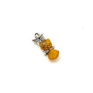 Natural Baltic Amber Owl Shaped Honey Color Pendant