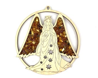 Genuine Amber Stones Vitrage Sun Catcher Ornament Mandala Magnetic Souvenir Design Modern Window Decoration Christmas Angel