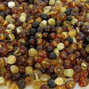 Genuine Baltic Amber Polished Drilled Loose Rounded Baroque Beads - 100 pcs - Mix Various Colors