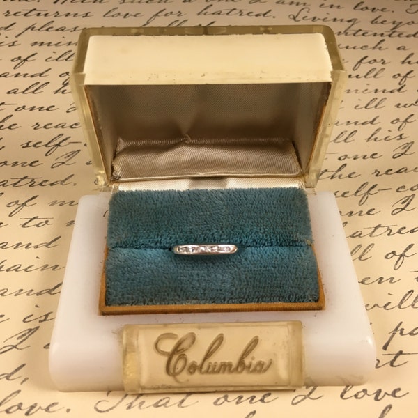 Antique 1940's Platinum Diamond Wedding Band Ring + Sizing (for Barb)