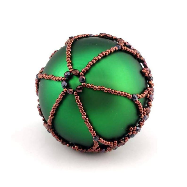 Christmas Ornament beaded bauble green and dark bronze Etsy