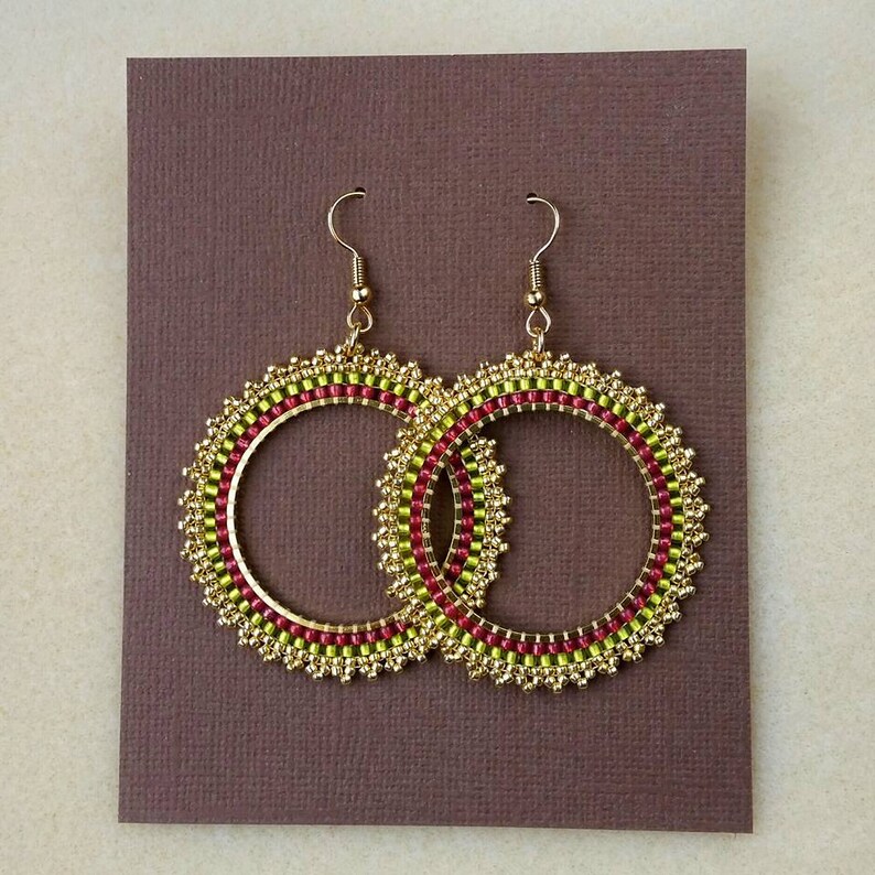 Handmade Beaded Hoop Earrings. Summer. Seed Beads. Bohemian Etsy