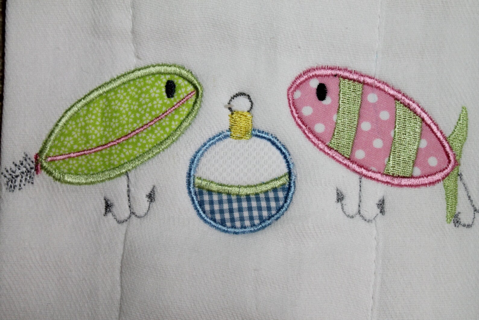 Embroidered and Appliqued Fishing Lure Burp Cloth for Boys or Etsy