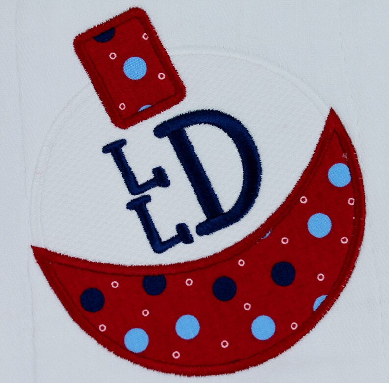 Burp Cloth Embroidered and Appliqued Fishing Bobber with Monogram Burp Cloth for Boys or Girls