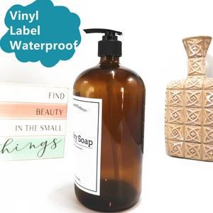 3.55" X 4.55" Waterproof Vinyl Labels 32oz Bottle Custom Label Detergent Hand Soap Dish Soap Lotion Labels Kitchen Organization Labels