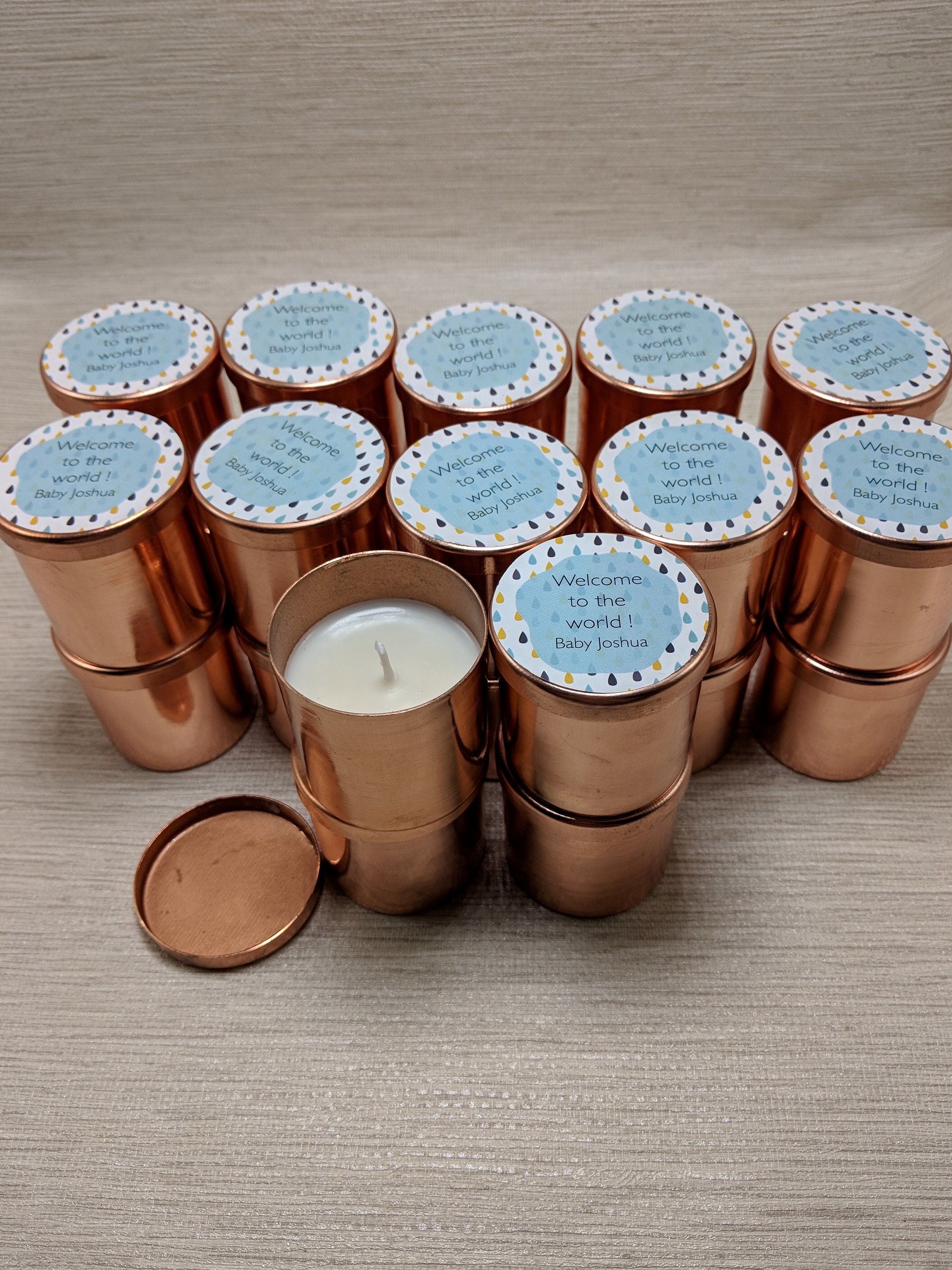 Set Of 24 Rose Gold Candles Tin Unique Wedding Favors Party Event Set Of 24 Rose Gold Candles Tin Unique Wedding Favors Party Event