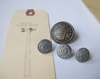 Vintage Fire Department buttons metal sewing notions