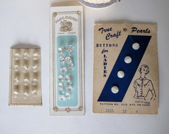 Vintage Glass Seed Button Collection, Antique Sewing Notions