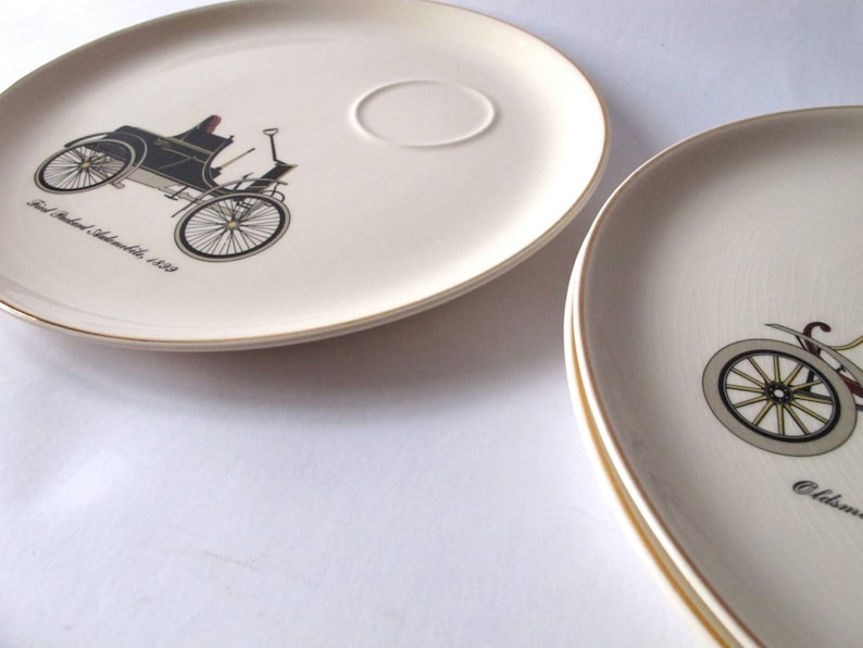Vintage Luncheon Plate Set Of Three Antique Car Decorative Luncheon Plates Salem Porcelain Home Living Dining Serving Sultraline Id