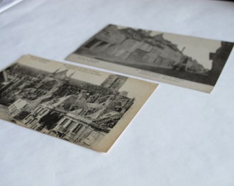 Antique post card pair French WWI Soissones