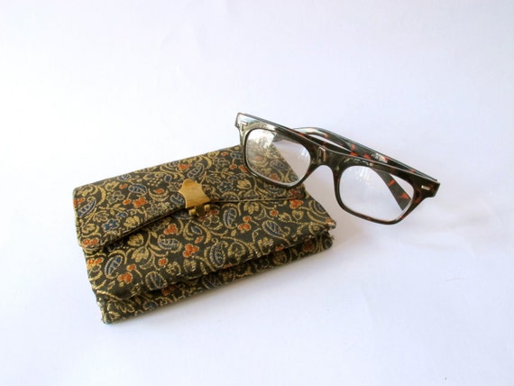 Vintage coin purse with coin section floral motif… - image 1