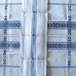 Vintage blue table linens table runner and centerpiece cloth dining linens blue indigo woven