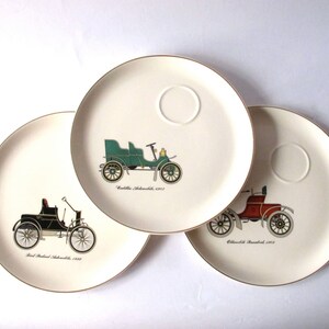 Vintage luncheon plate Set of Three antique car decorative luncheon plates Salem porcelain