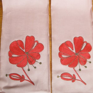 Vivid rosa brillante toallas de invitados Vintage bordado lino hand toallas vintage casa