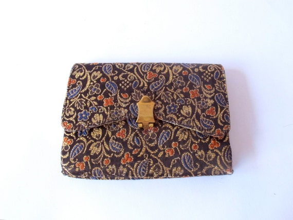 Vintage coin purse with coin section floral motif… - image 2