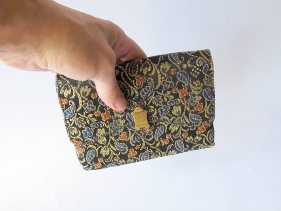 Vintage coin purse with coin section floral motif… - image 5