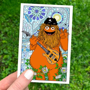 Gritty w/ Trey Guitar Sticker - 3inx5in Vinyl Waterproof