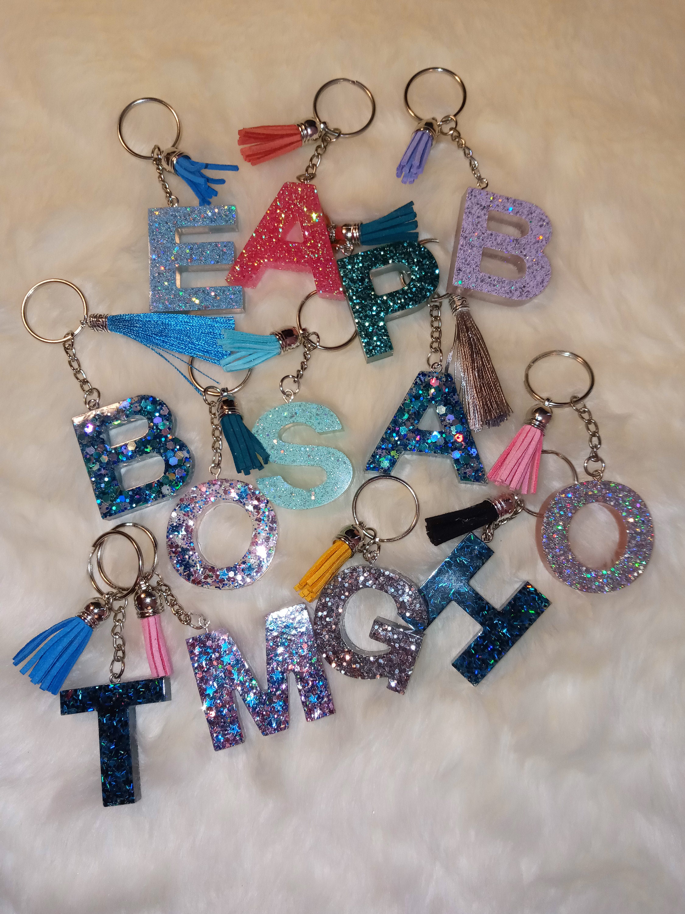 Initial keychains Etsy