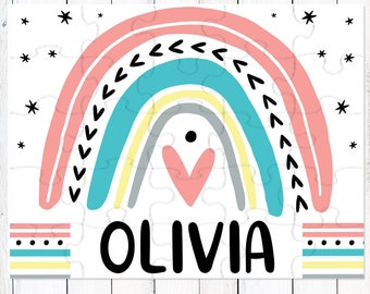 Personalized Rainbow Puzzle for Kids | Custom Birthday Gift for Girls