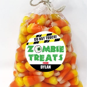 Halloween Stickers - Kids Custom Halloween Labels - Zombie Party Decor - Round Favor Label Set - 2, 2.5 + 3&quot; Sizes - Halloween Decorations