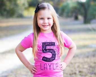 Girls Birthday Shirt, 5th Birthday Shirt, Custom Girl Birthday Outfit, 3rd Birthday 1st Birthday 2nd Birthday 4th Birthday 6th 7th 8th