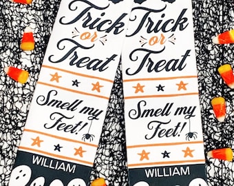Personalized Kids Halloween Socks: Trick or Treat Ghost Socks