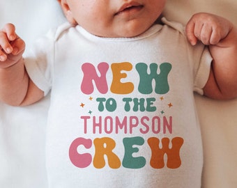 New To The Crew Onesie® for Newborn Girl - Personalized Baby Girl Gift for Niece - Custom Baby Girl Shower Gifts - Last Name Shirt for Baby