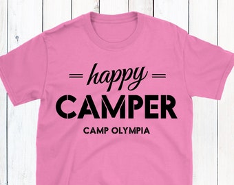 Camp Gift for Girls - Personalized Camp Shirt - Happy Camper Kids Camp Tees - Girls Camping Outfits - Camp Gift for Sleepaway Summer Camp