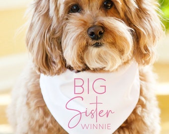 Big Sister Dog Bandana - Personalized Dog Bandana for Girl - Dog Pregnancy Announcement - Custom Promoted to Big Sister Dog Baby Reveal Gift