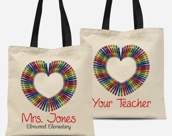 End of Year Teacher Gifts from Student/Class, Personalized Teacher Tote Bag, Christmas Art Teacher Appreciation Gift-Kindergarten/1st Grade