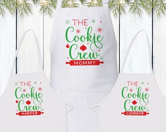 Cookie Crew Christmas Apron Set for Children and Adult - Personalized Kids Aprons