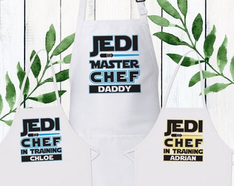 Matching Apron Set - Star Wars Apron - Kids Aprons Custom Jedi Gift - Star Wars Birthday Gift - Kids Cooking Apron Sets - Gift for Nerd