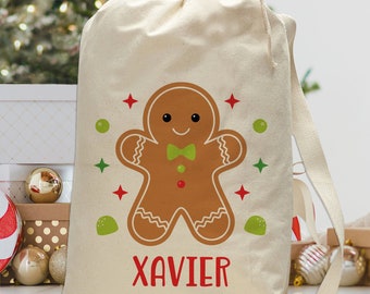 Personalized Santa Sack with Name - Kids Christmas Gift Bags - Extra Large Canvas Bags for Children: 18" x 24" Oversized Jumbo Holiday Bag