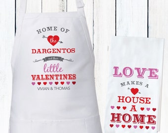 Personalized Valentines Day Apron & Tea Towel Set