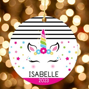 Personalized Girls Christmas Ornaments Unicorn Ornament for 2023 Christmas image 1
