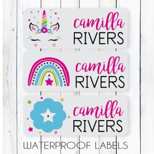 Unicorn Name Stickers: Waterproof Personalized School Labels