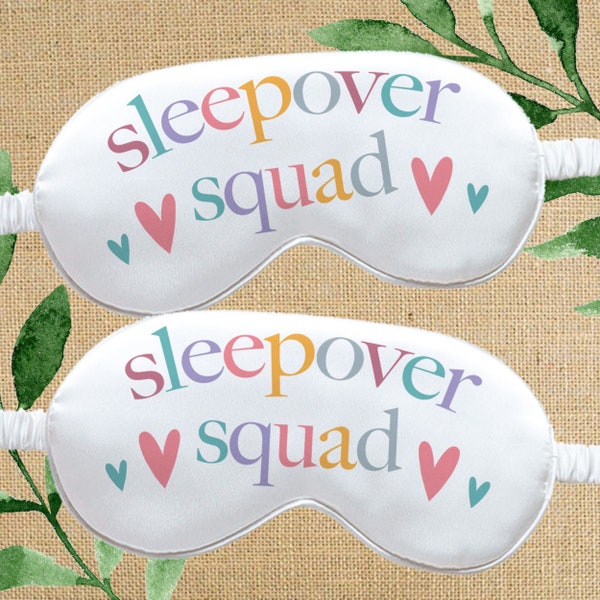 Sleepover Squad Party Favors - Satin Eye Masks for Girls Boho Birthday Slumber Party - Bulk Sleep Masks - Tween Girl Slumber Party Supplies