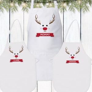 Christmas Aprons, Personalized Kids Aprons, Mom Dad & Family Matching Aprons Set, Holiday Gifts for Mother/Father/Son/Daughter, Baking Apron