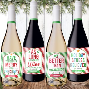 Funny Christmas Wine Labels Holiday Wine Labels Personalized ...