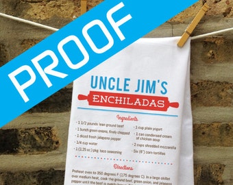 Digital Proof for Custom Family Recipe Tea Towel