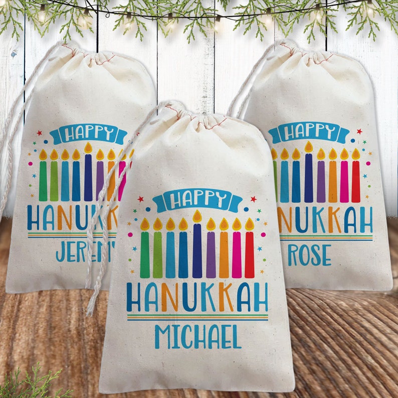 Custom Hanukkah Gift Bags & Party Favor Bags Personalized Etsy